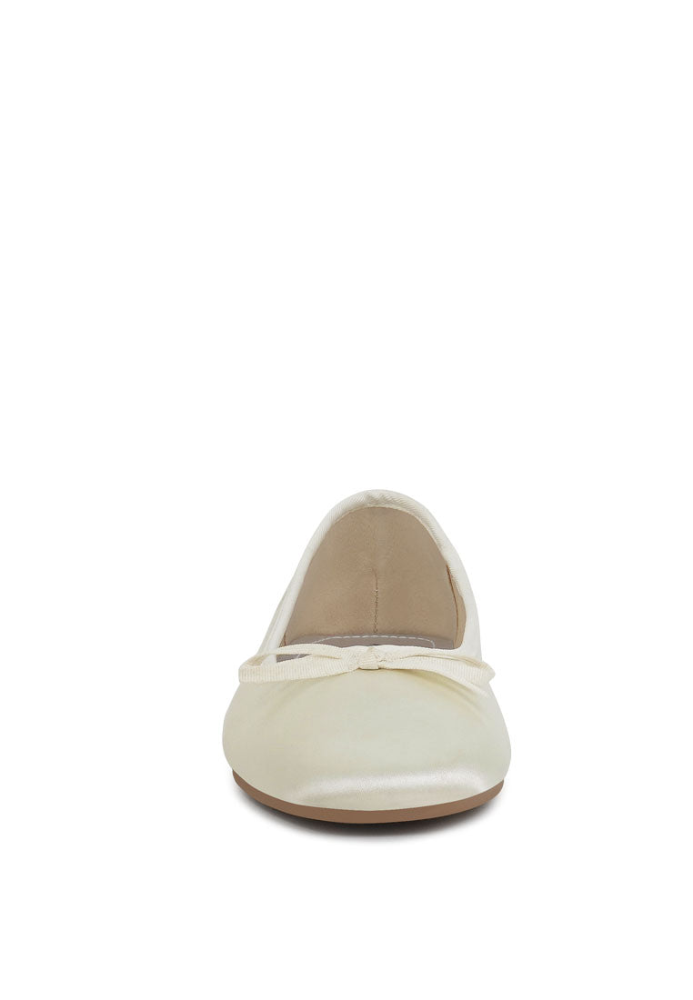 Women Bow Detail Satin Ballerinas