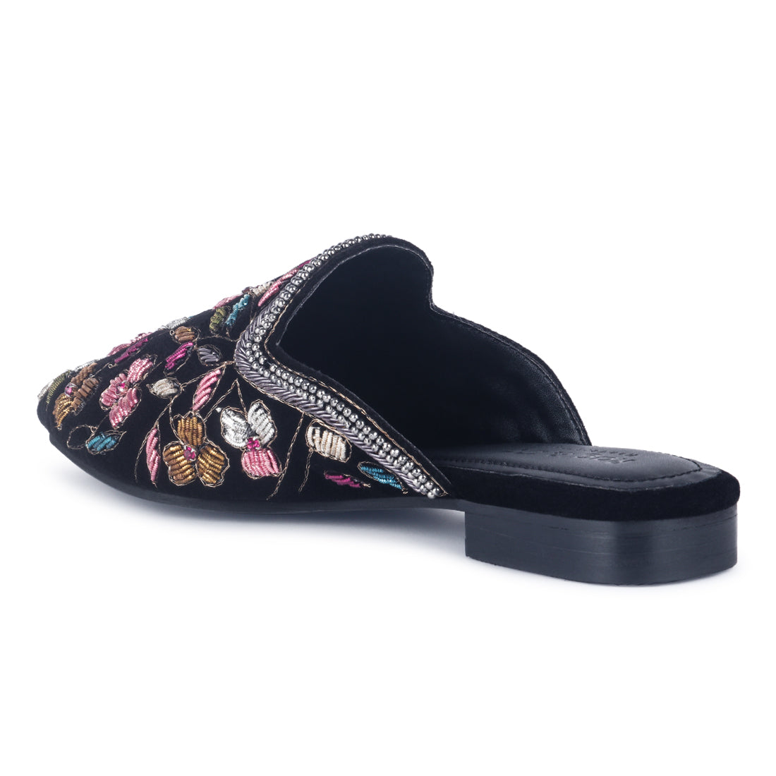 embroidered flat mules#color_black