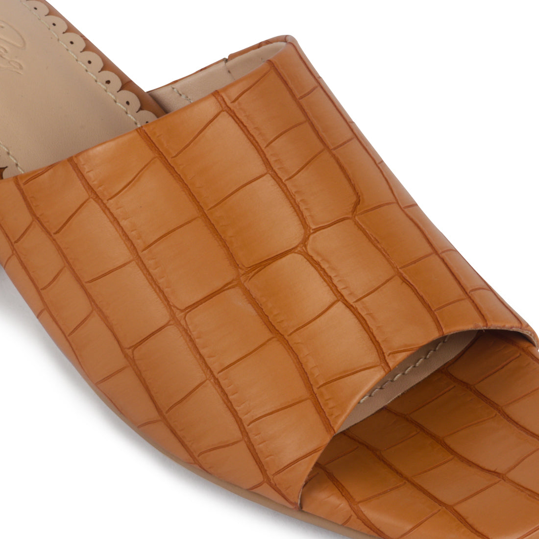 Tan Slip-On Block Heel Sandals