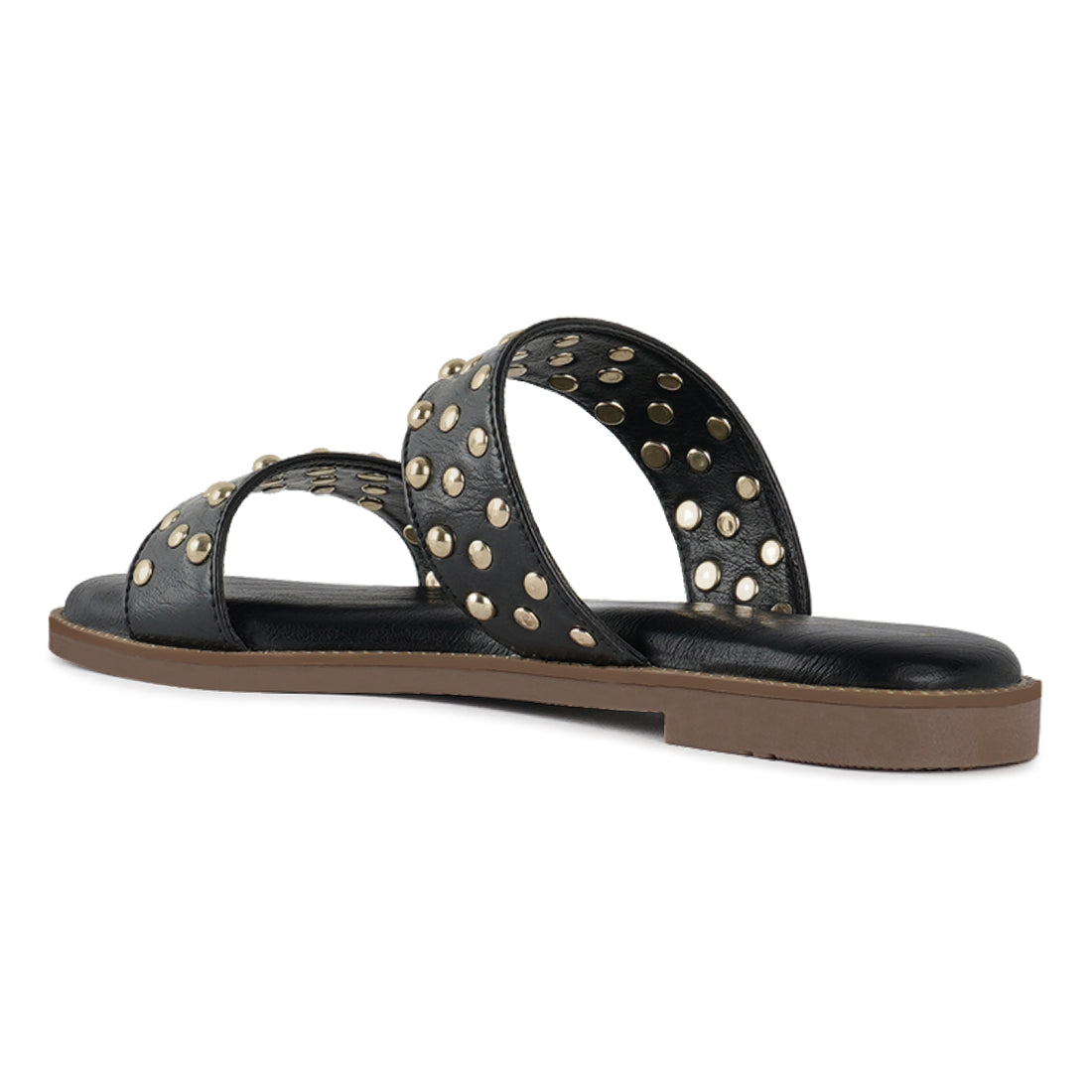 studded faux leather slip ons#color_black