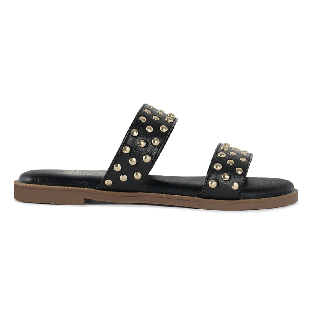 studded faux leather slip ons#color_black