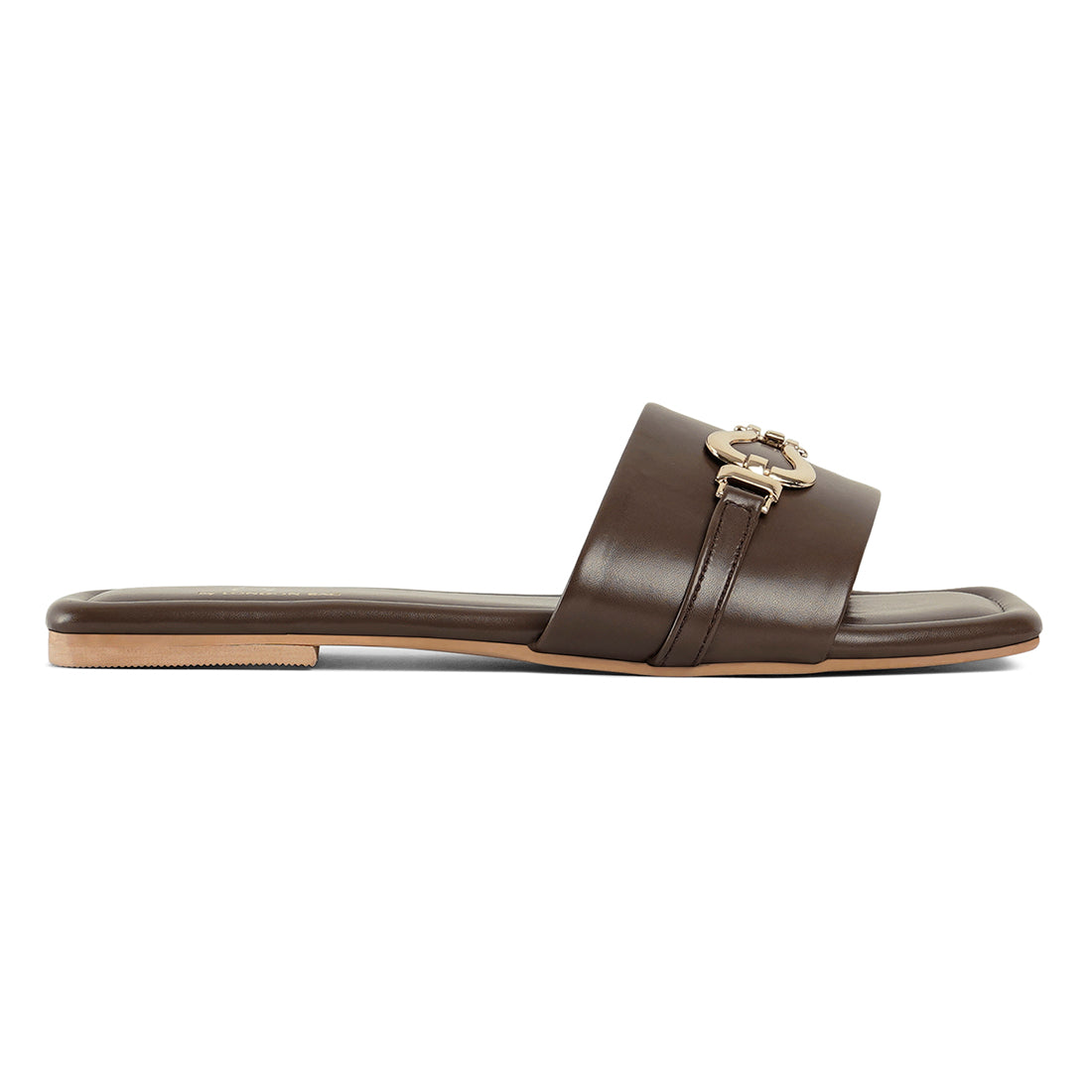 metallic buckle embellished slip ons#color_brown
