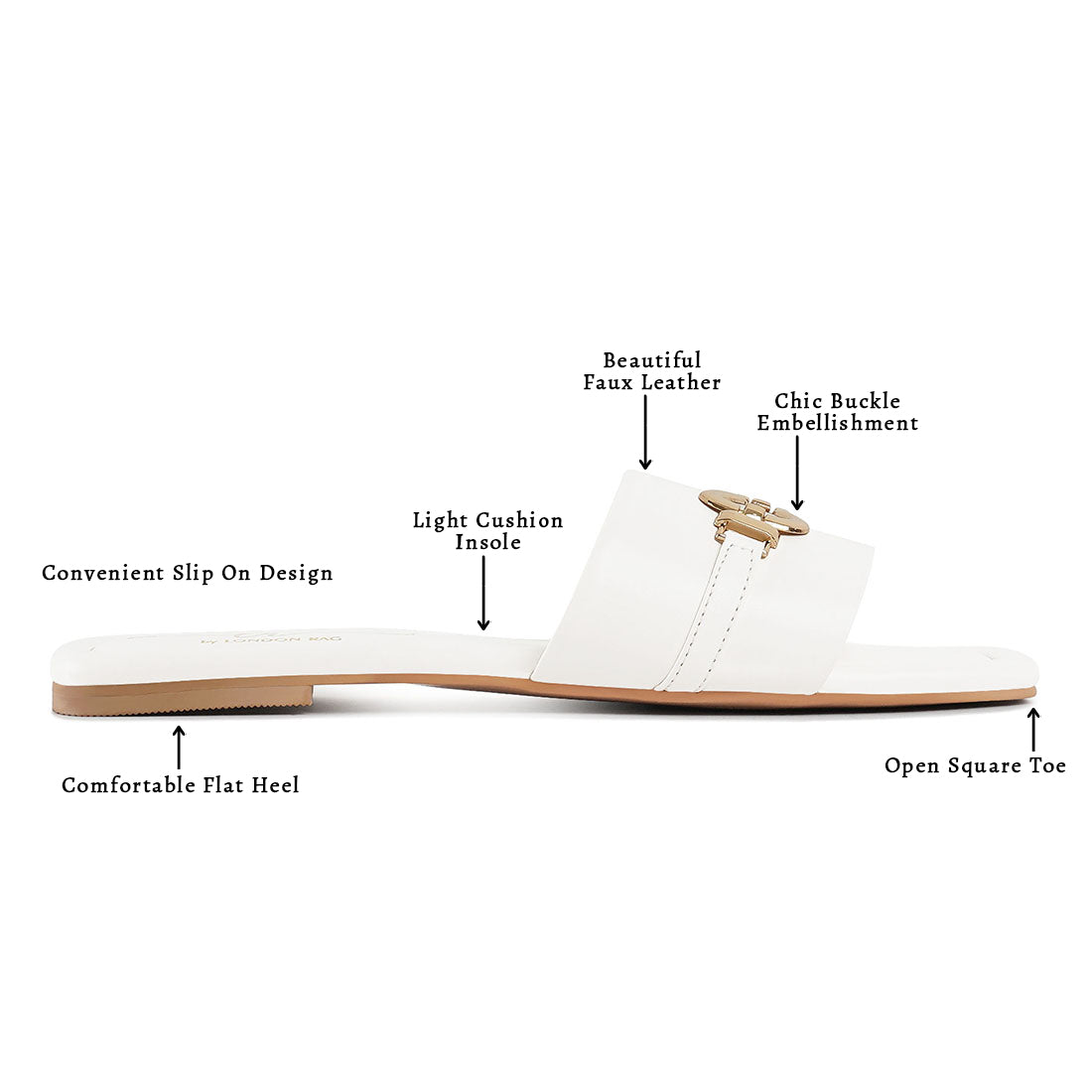 metallic buckle embellished slip ons#color_white