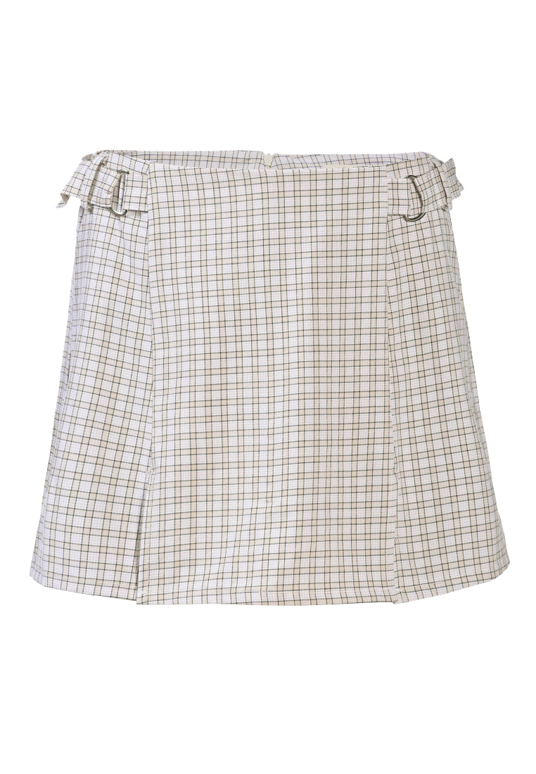 Chequered Skort With Buckles