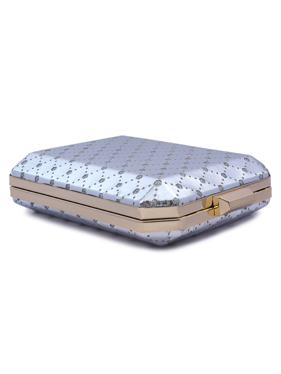 metallic cut out clutch bag#color_silver