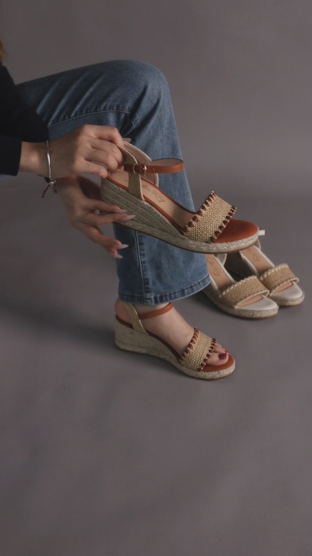 raffia wedge heel espadrilles#color_beige