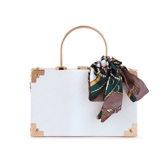 White Basket Wave Vintage Vanity Purse Bag