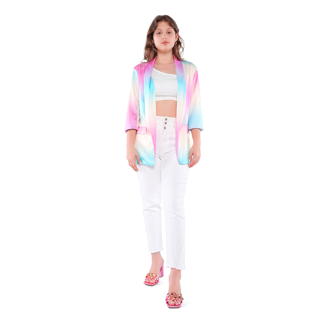 Multicolor Glaze Print Semi Casual Blazer
