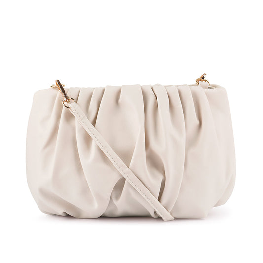 Beige Mini Ruched Sling Bag