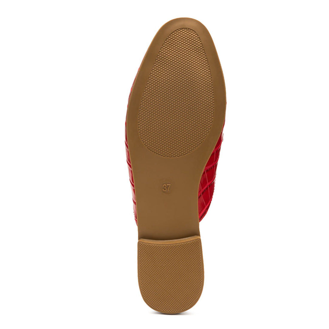 Buckled Faux Leather croc Mules in Red - Red