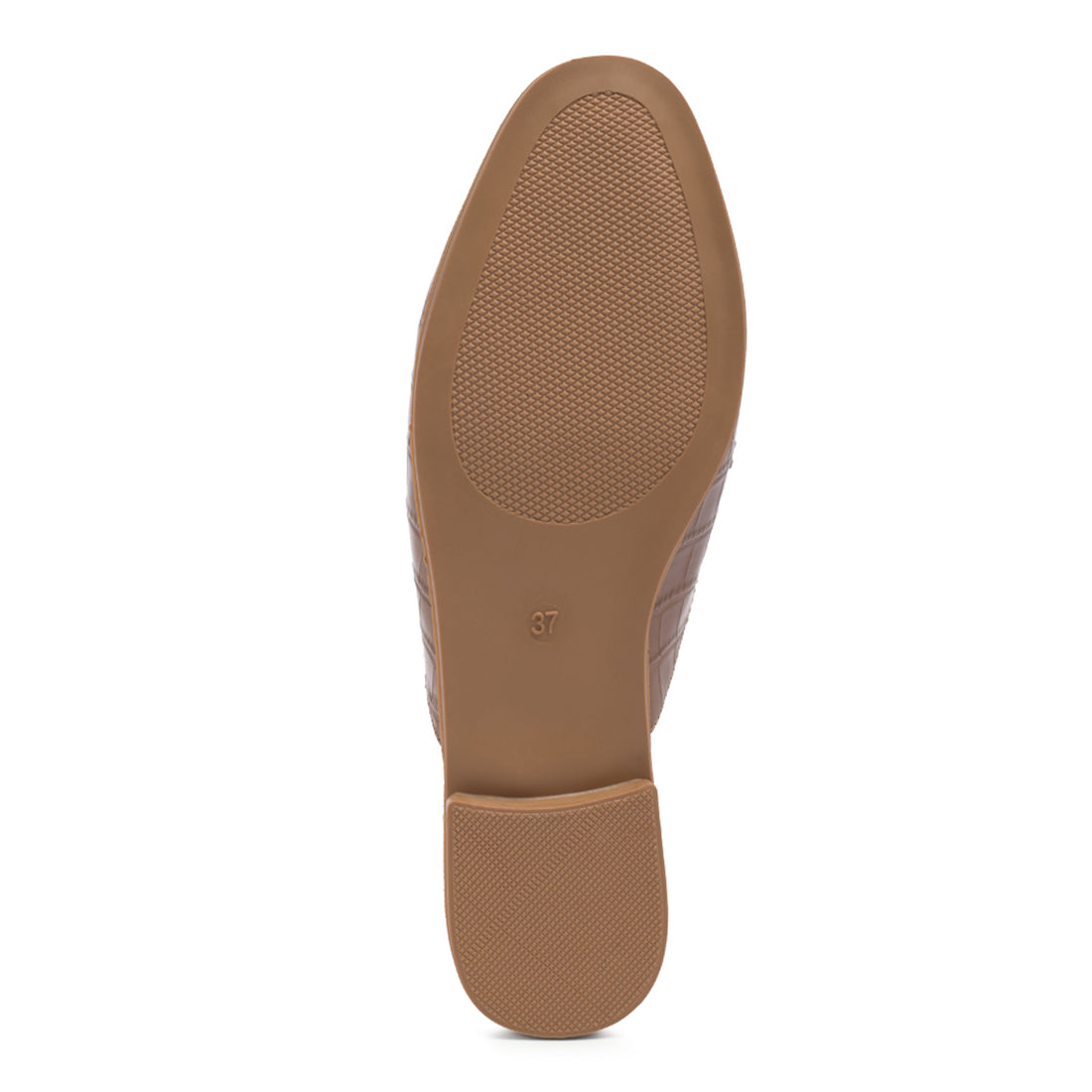 Buckled Faux Leather croc Mules in Taupe - Taupe