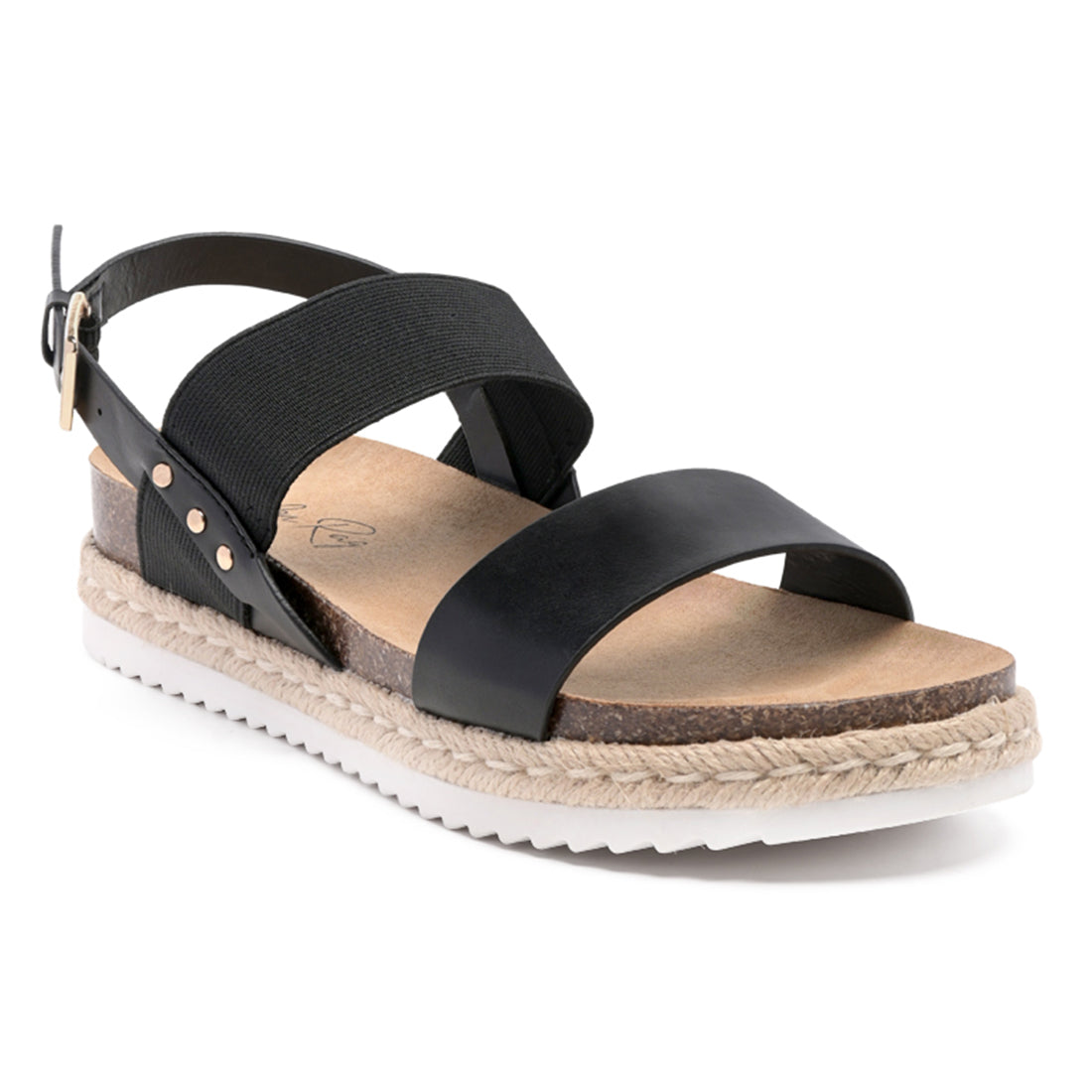 Espadrille Detail Everyday Sandals in Black - Black