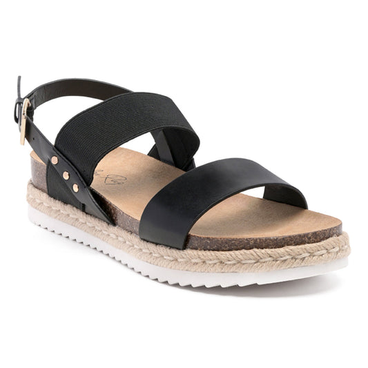 Espadrille Detail Everyday Sandals in Black - Black
