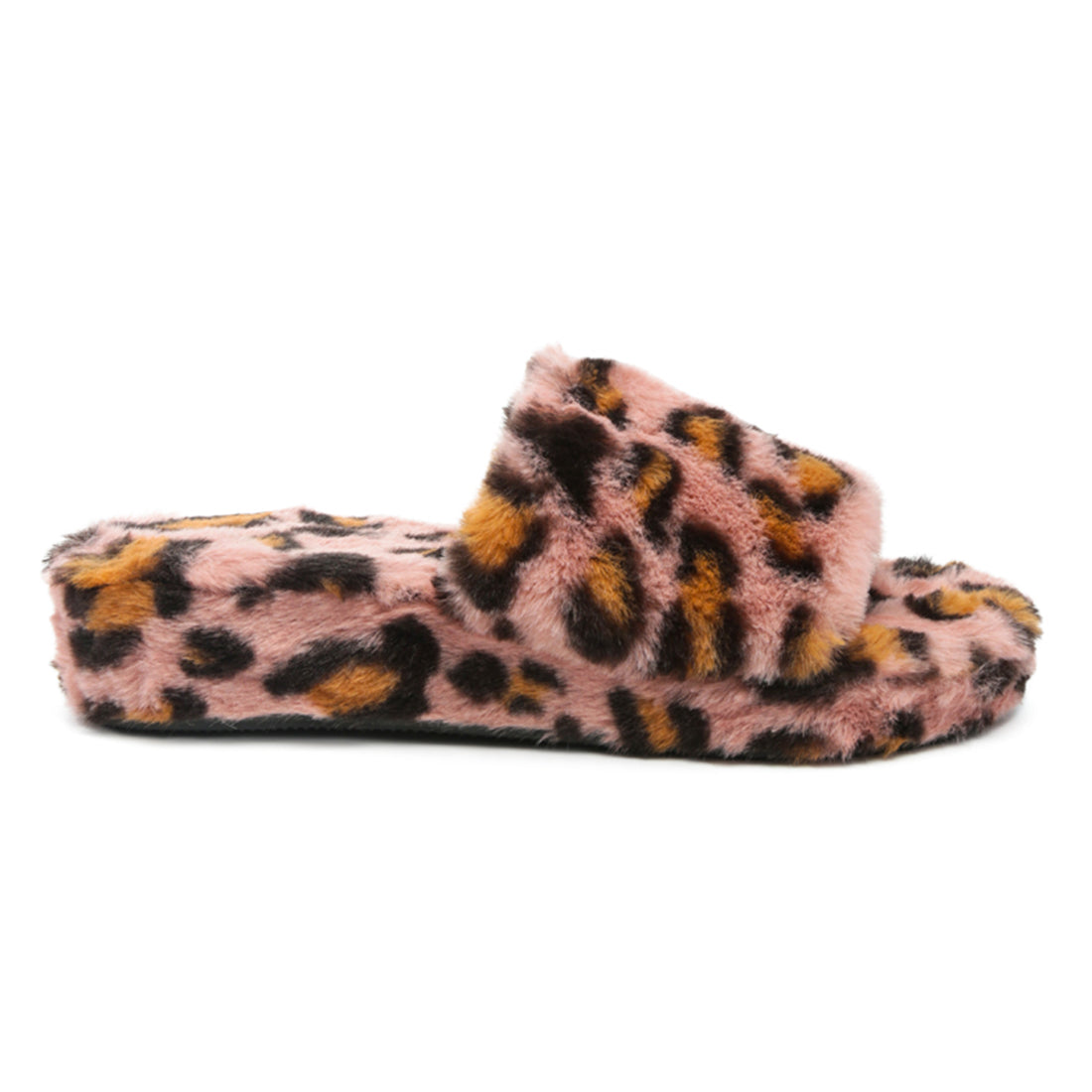 Pink All Day Indoor Fur Flats in Leopard - Pink