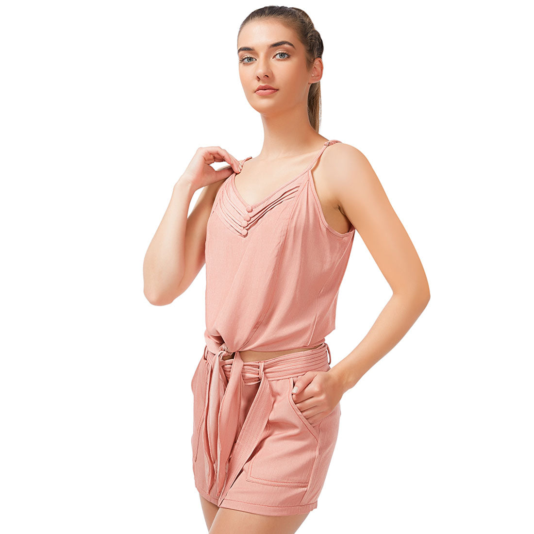 Shorts in Contrast Seam - Blush