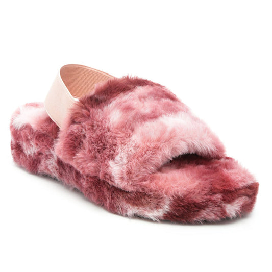 Slingback Platform Slides in Burgundy - Burgundy