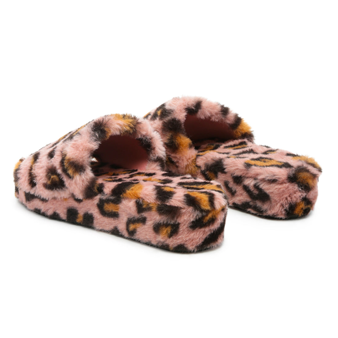 Pink All Day Indoor Fur Flats in Leopard - Pink