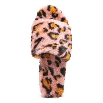 Pink All Day Indoor Fur Flats in Leopard - Pink