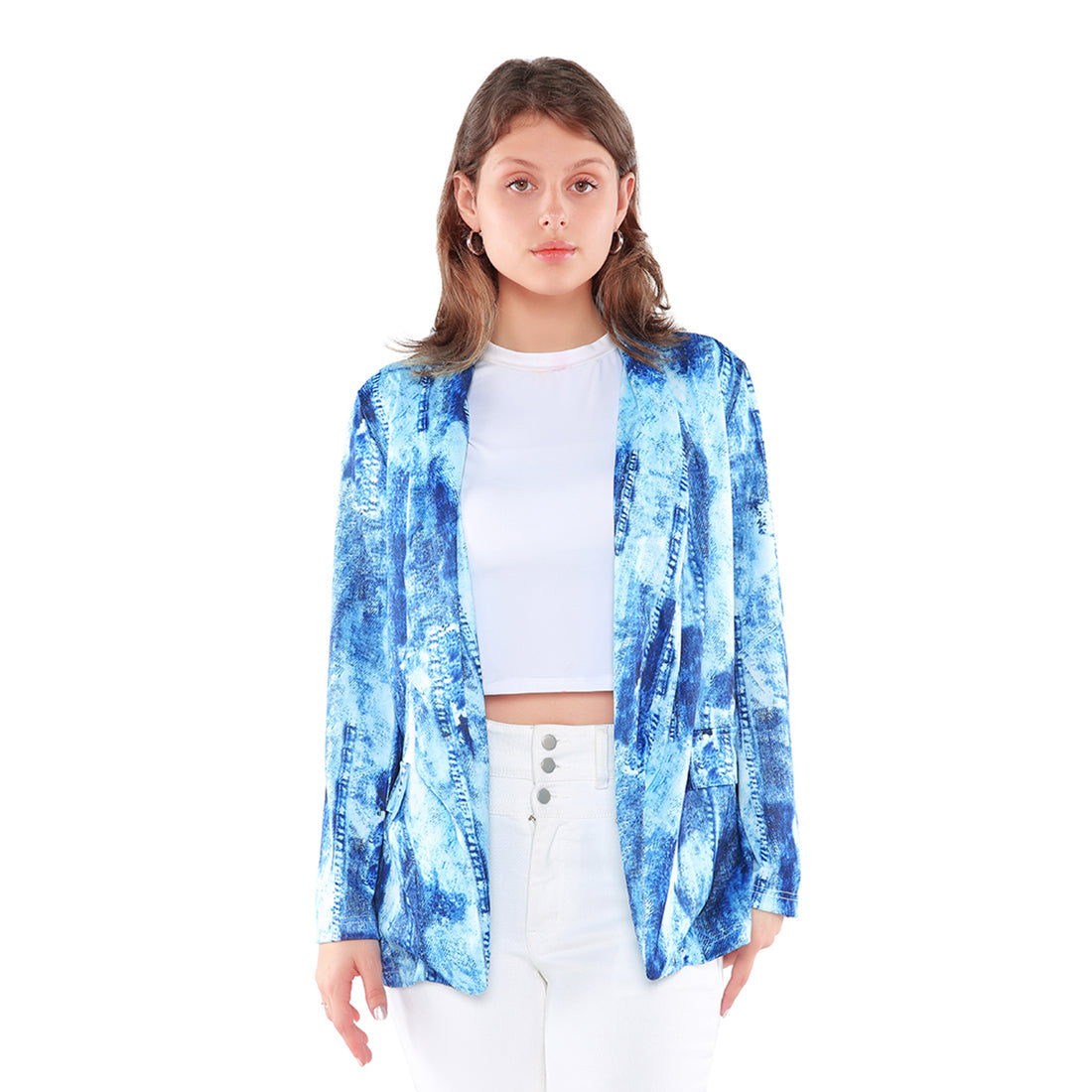 Blue Glaze Print Semi Casual Blazer