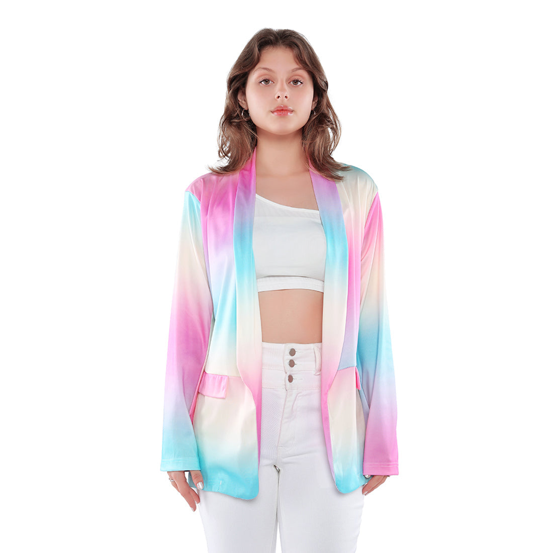 Multicolor Glaze Print Semi Casual Blazer