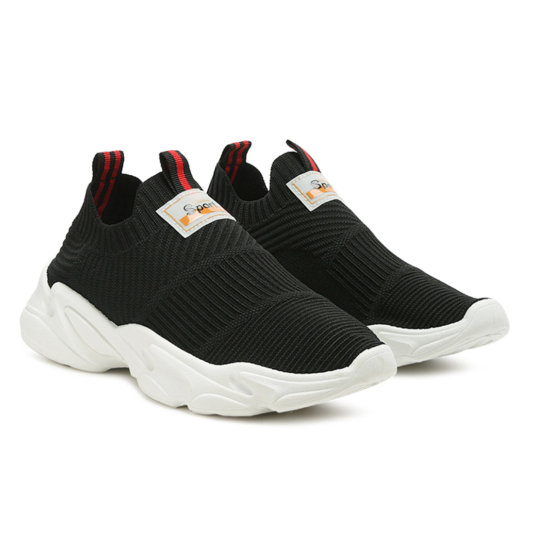 Active Knitted Running Shoes in Black - Black