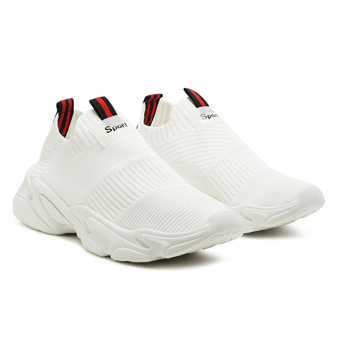 Active Knitted Running Shoes in White - White