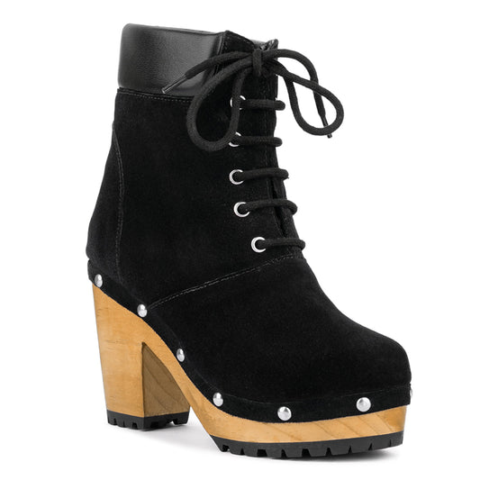 Black Handcrafted Collared Suede Boot