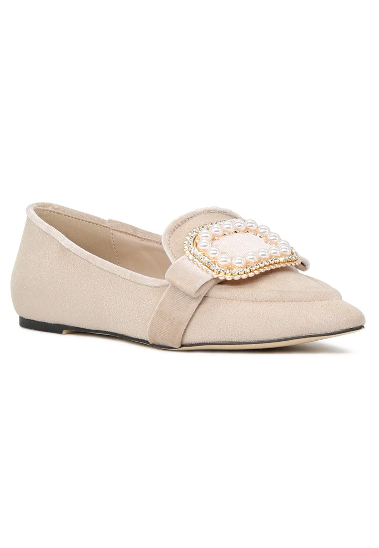 Beige Pointed Flat Ballerinas