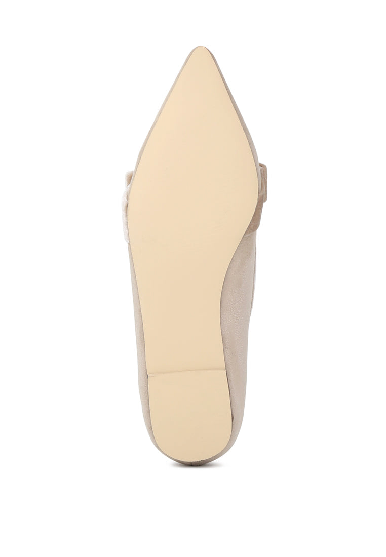 Beige Pointed Flat Ballerinas - Beige