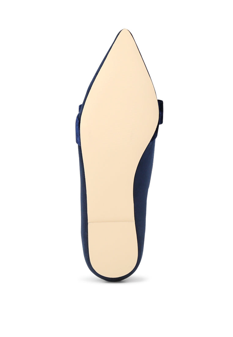 Navy Blue Pointed Flat Ballerinas - Navy