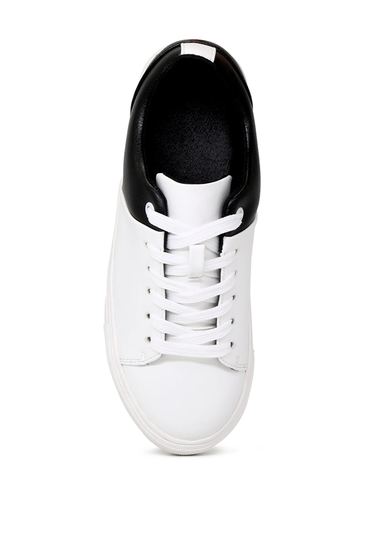 Black/White Lace-Up Sneakers - White