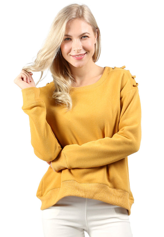 Yellow Sweatshirt with Shoulder Details - Yellow