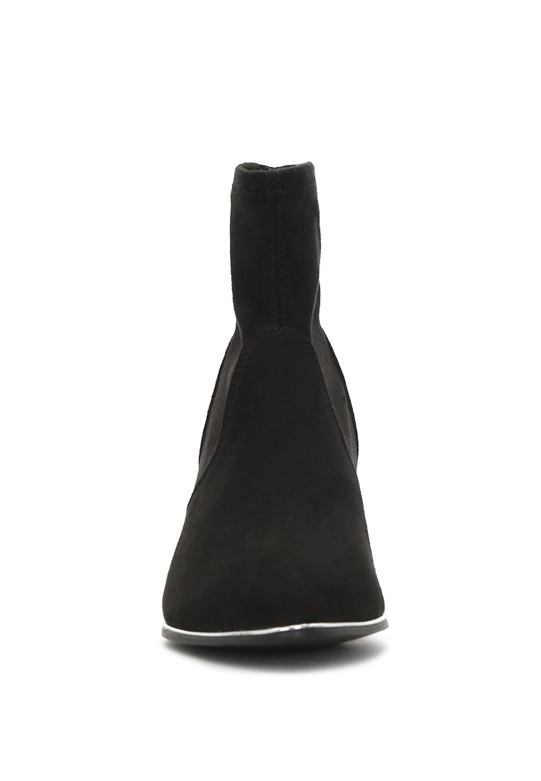 Black Mid Heel Boots - Black