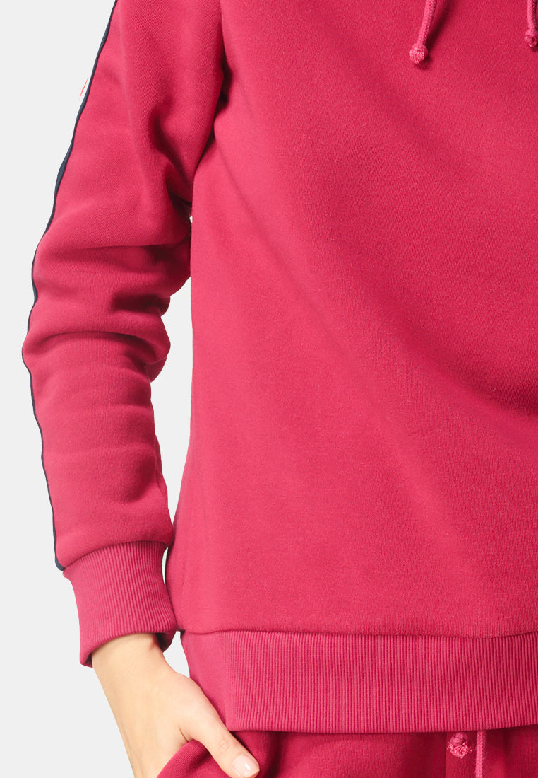 Taped Sleeve Hoodie - Wine