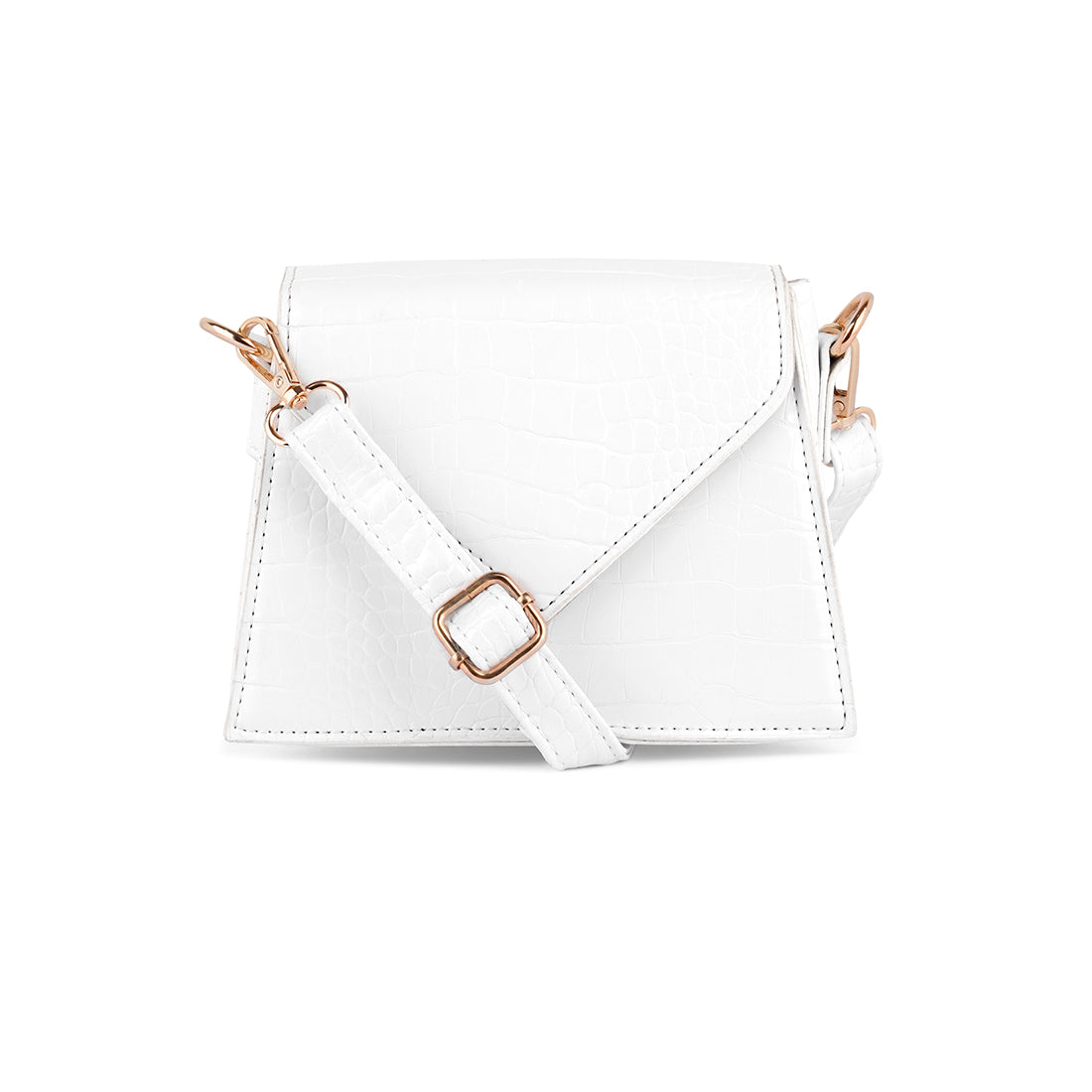 White Mini Envelope Croc Sling Bag