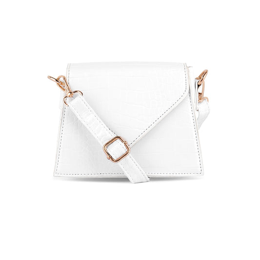 White Mini Envelope Croc Sling Bag