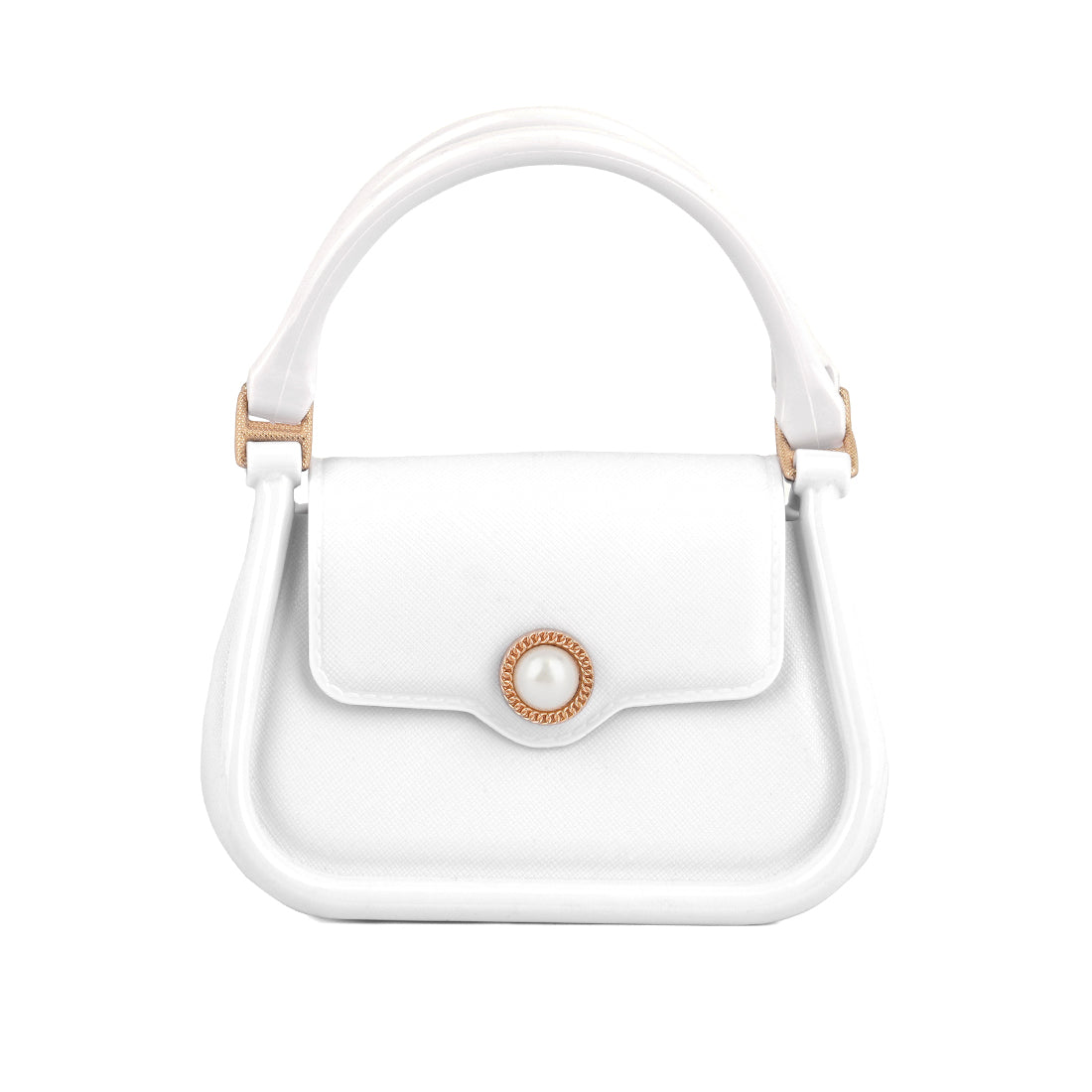 Croc Textured Mini Handbag in White