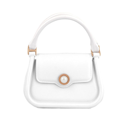 Croc Textured Mini Handbag in White