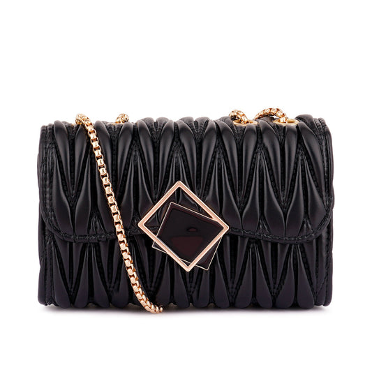 Black Chevron Quilted Sling Bag