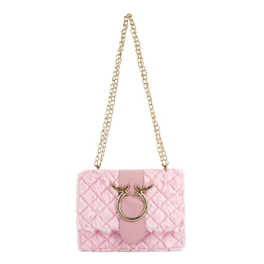 furry mini sling bag#color_pink