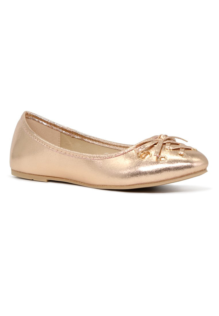 Rose Gold Velvet Ballerinas