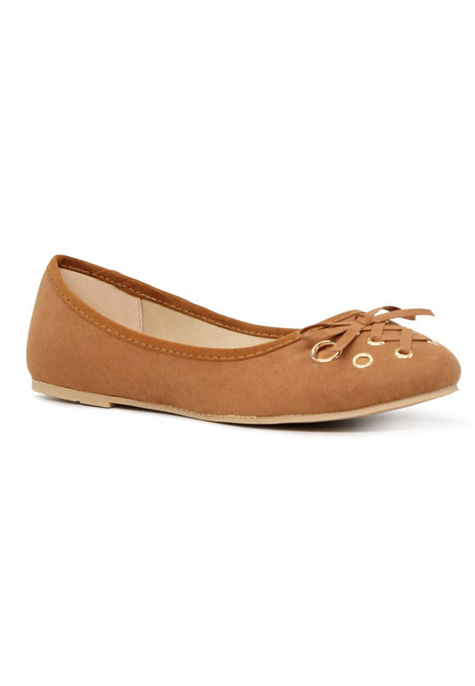 Tan Velvet Ballerinas - Tan