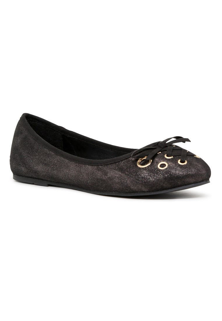 Black Velvet Ballerinas - Black