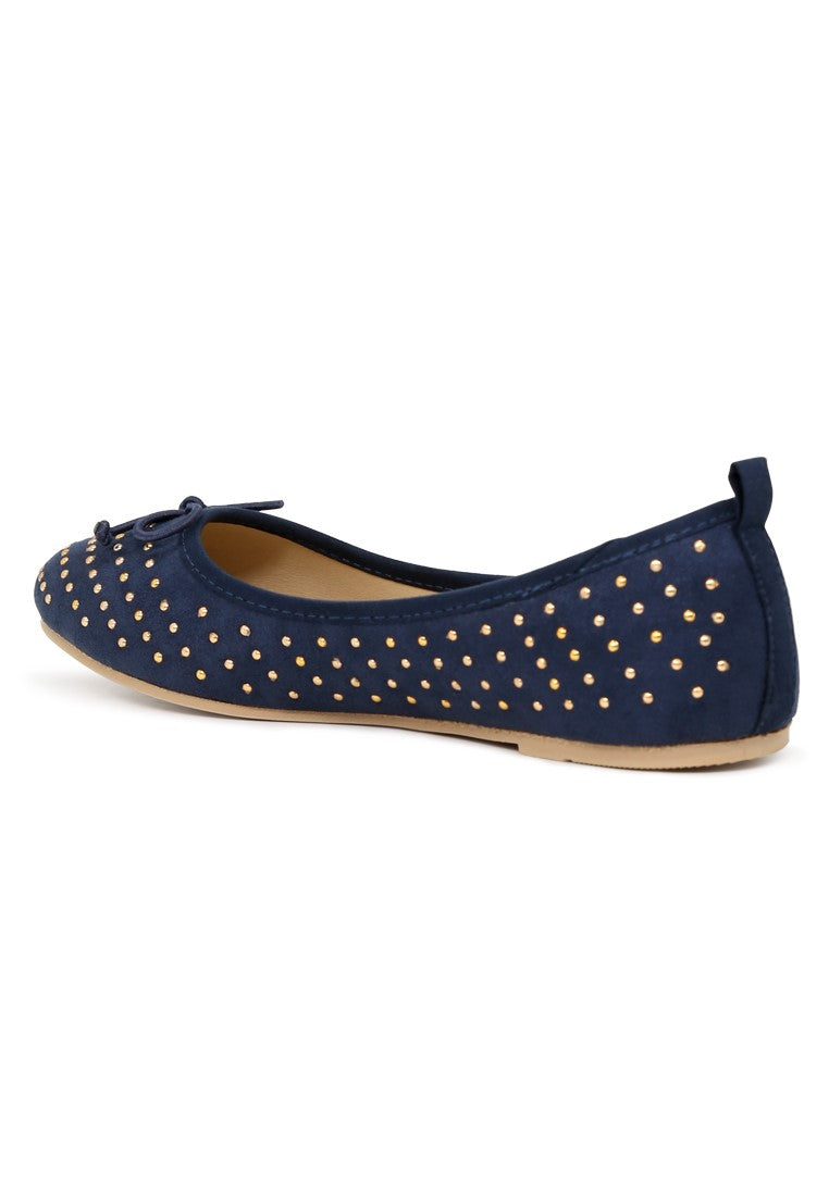 Navy Velvet Ballerinas - Blue