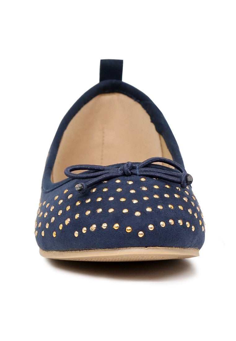 Navy Velvet Ballerinas - Blue