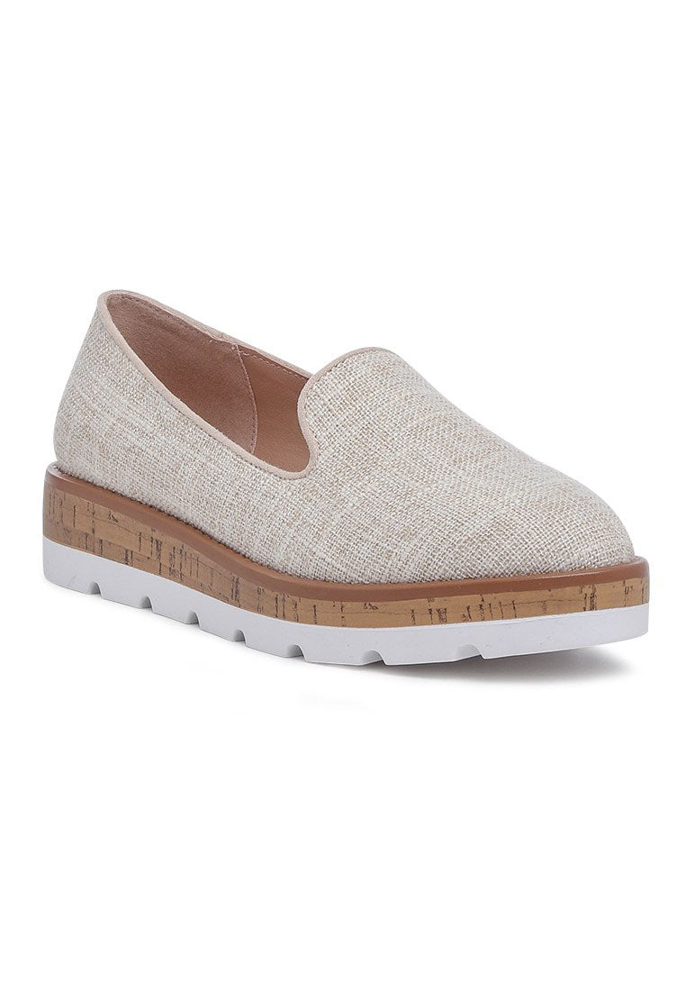 Beige Canvas Slip-On Loafer - Beige
