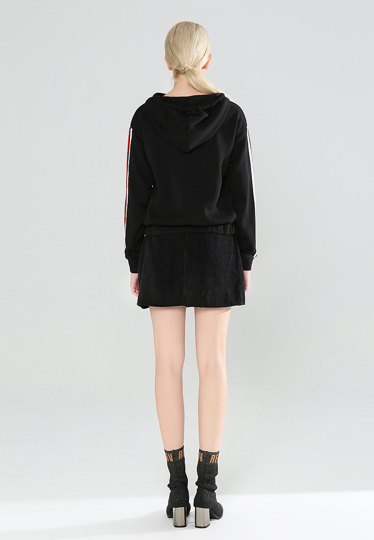 Sleeve Tape Black Hoodie - Black