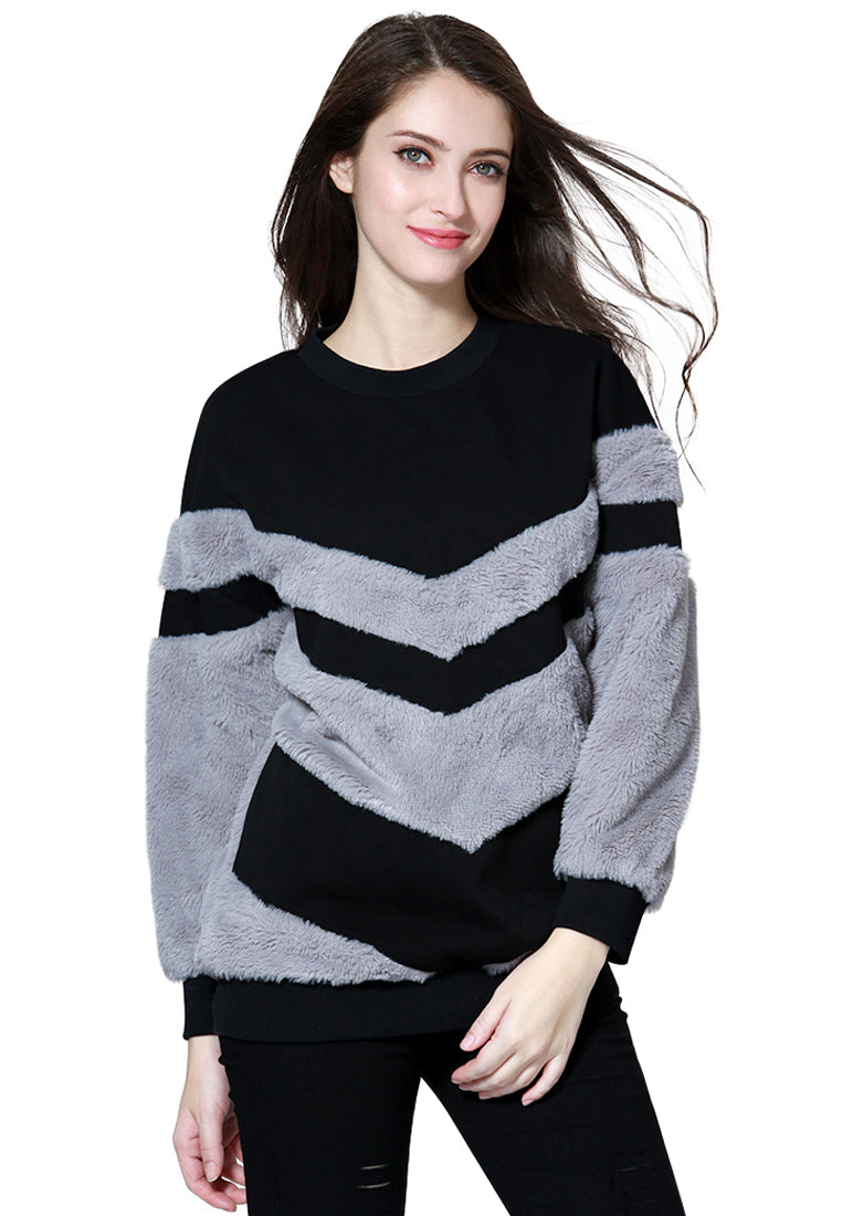 Soft Comfortable Black And Grey Sweatshirt - Grey