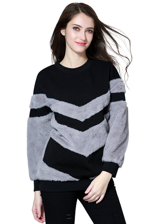 Soft Comfortable Black And Grey Sweatshirt - Grey