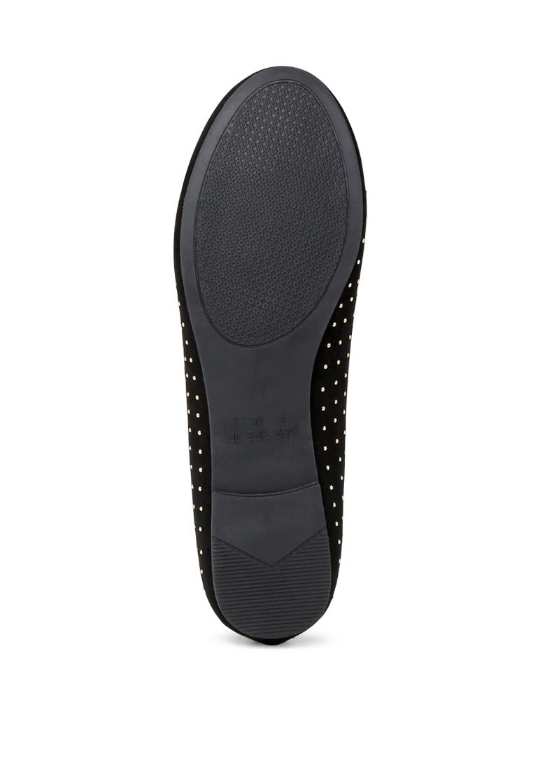 Black Studded Loafers - Black